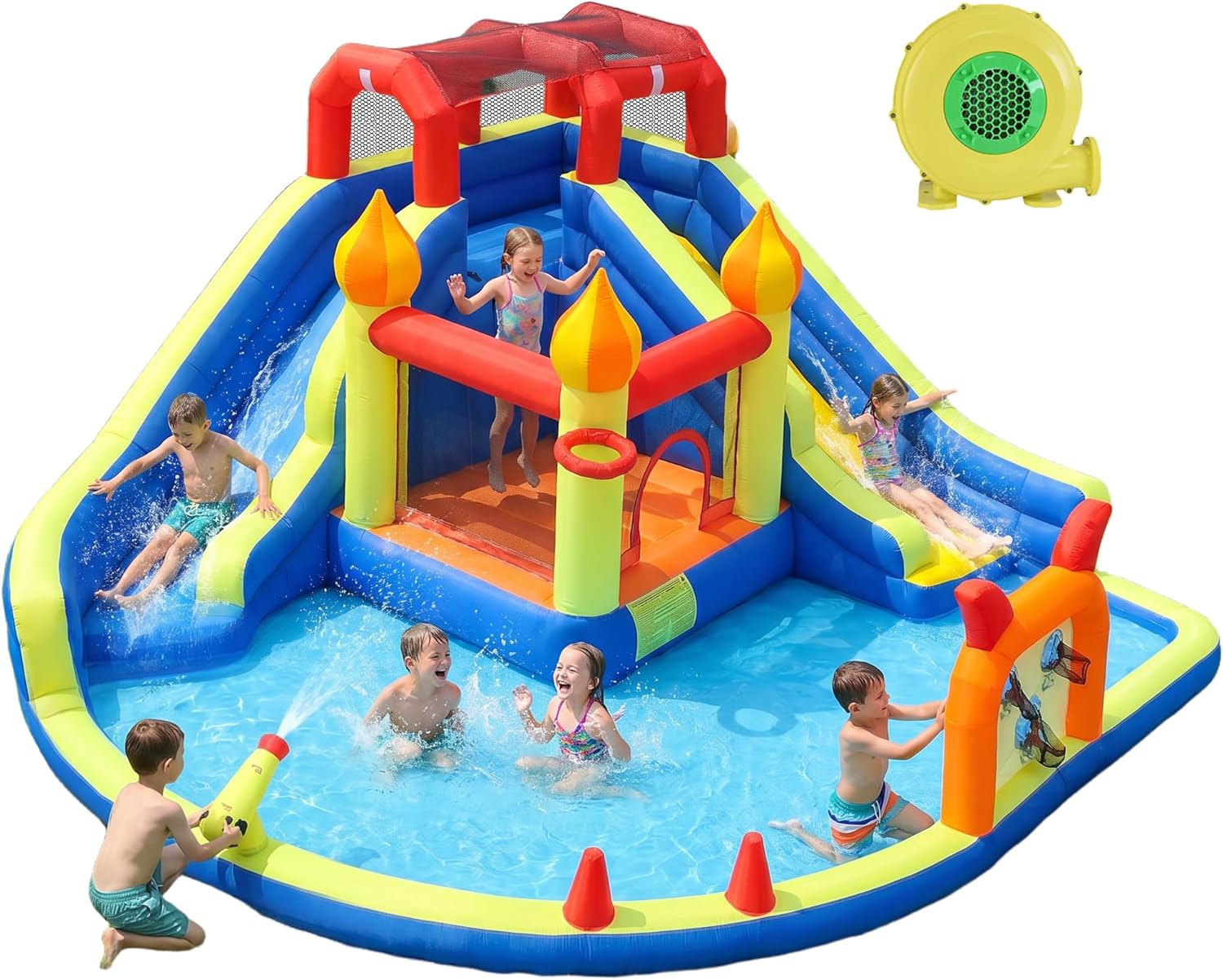 Kids Outdoor Slide - Kids Jumping Castle with Two Long