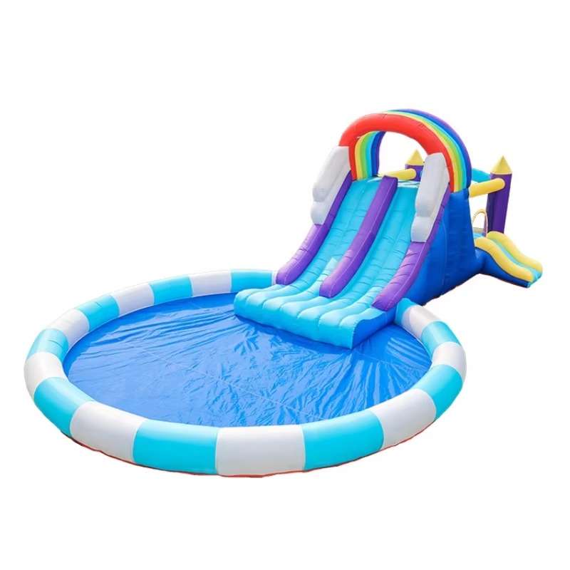 Kids Outdoor Slide - Giant Rainbow Inflatable Water Slide for
