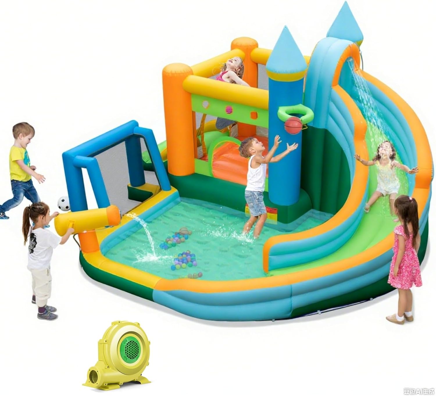 Kids Outdoor Slide - 9-in-1 Inflatable Water Slide Bounce House
