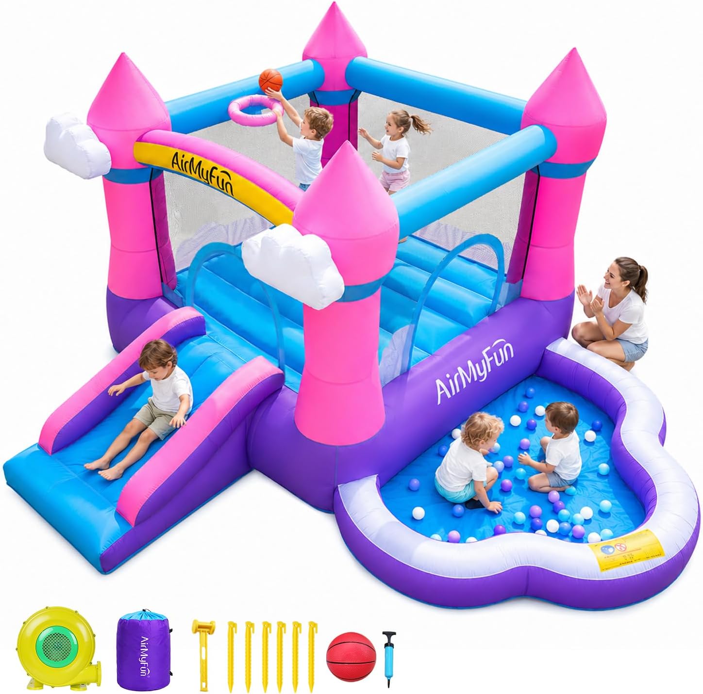 Kids Outdoor Slide - Pink Indoor/Outdoor Inflatable Bounce House for