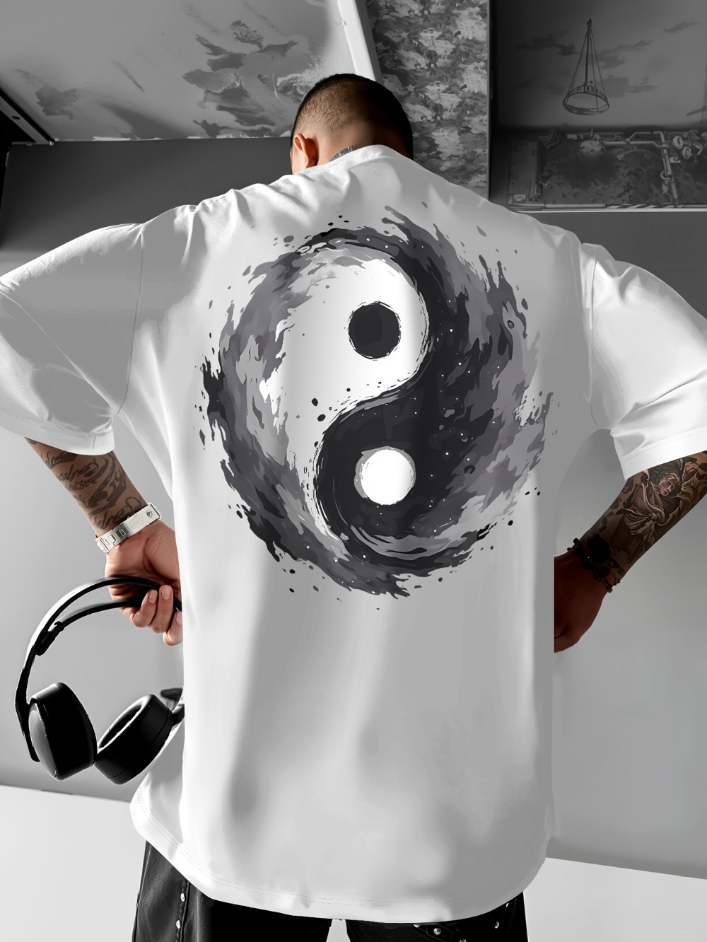 Kids Outdoor Outfit - Harajuku Black Gray Yin-yang Symbol 3D