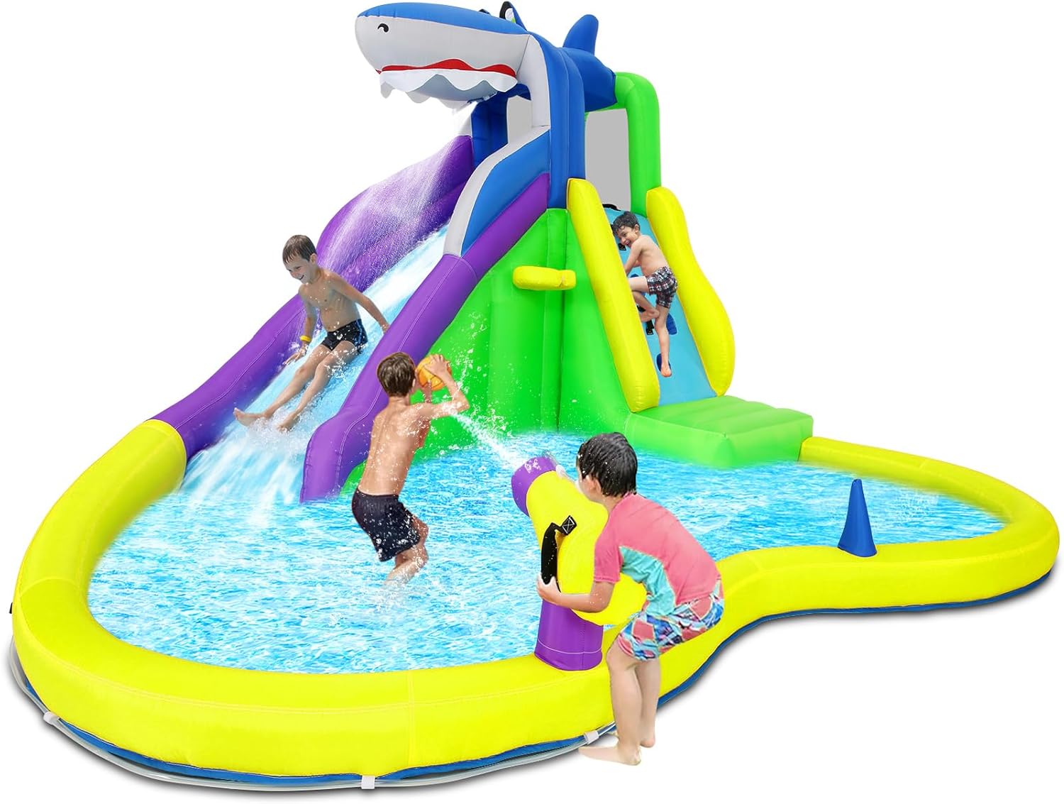 Kids Outdoor Slide - 13x14FT Inflatable Bounce House with Water