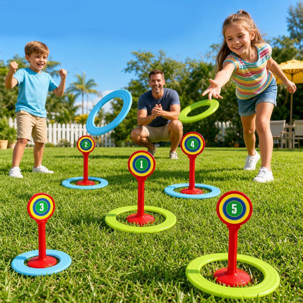 Kids Outdoor Yard Toys - Kids Plastic Ring Toss Game Set