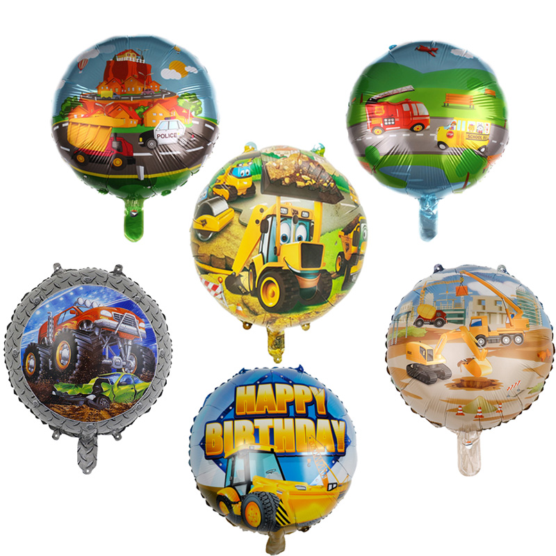 Kids Outdoor Excavator - 10pcs 18inch Cartoon car engineering vehicle