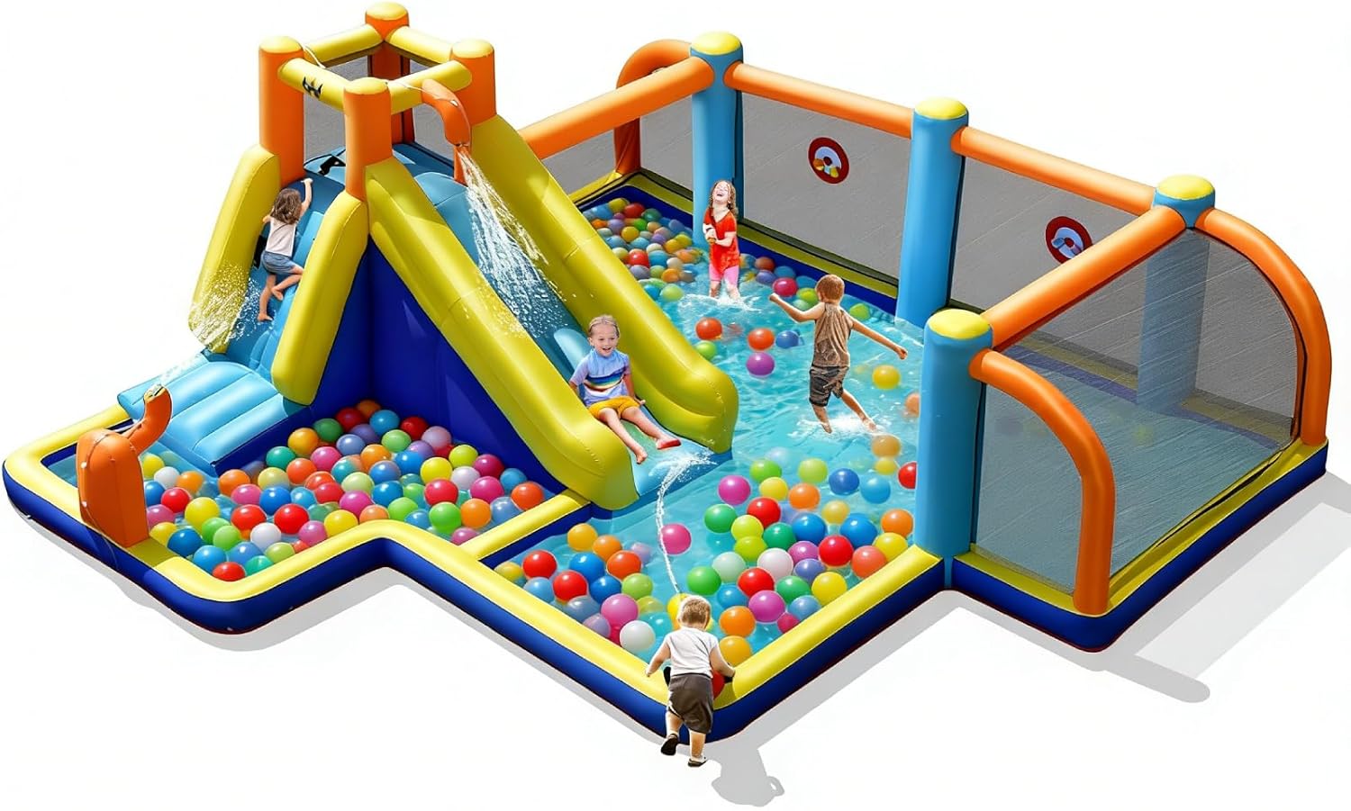 Kids Outdoor Slide - Inflatable Water Slide, Dual Cannons Water