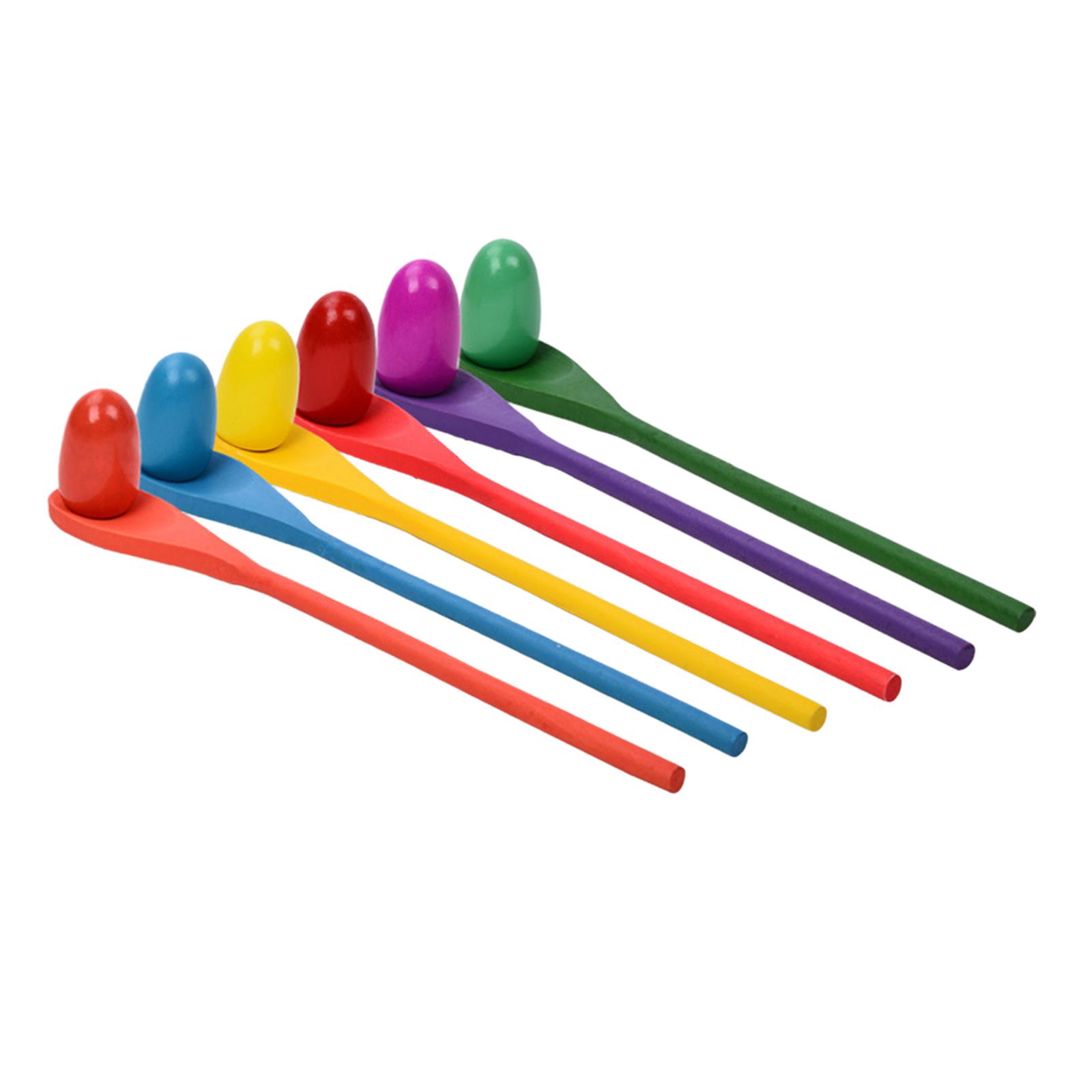 Kids Outdoor Yard Toys - 6 Pieces Egg Spoon Race Game