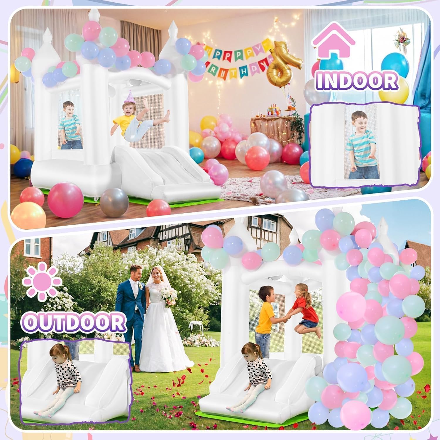 White Bounce House Indoor Outd - огляд і ціна Kids Outdoor Slide