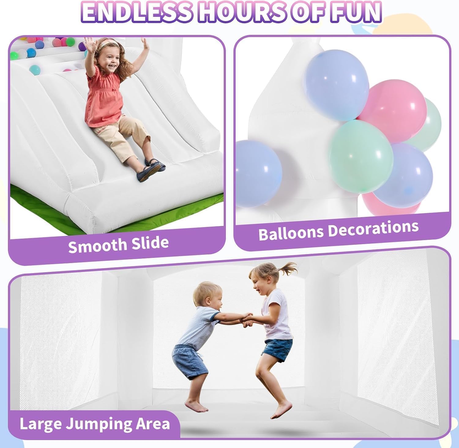 White Bounce House Indoor Outd - огляд і ціна Kids Outdoor Slide