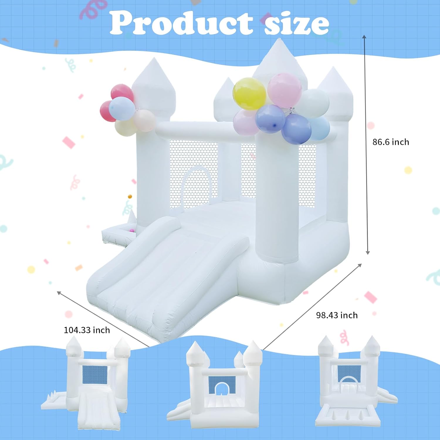 White Bounce House, Indoor and - огляд і ціна Kids Outdoor Slide