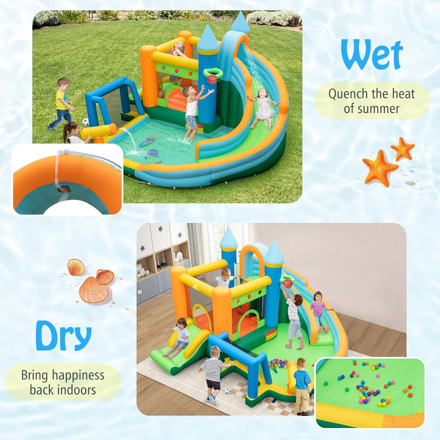 9-in-1 Inflatable Water Slide  - огляд і ціна Kids Outdoor Slide