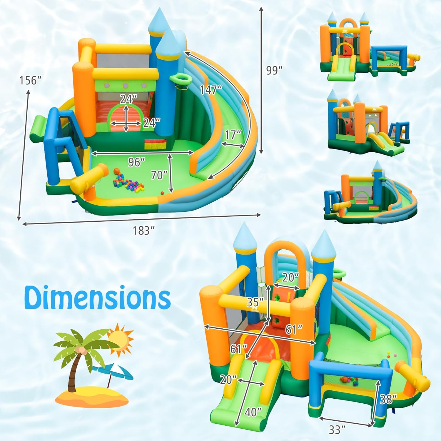 9-in-1 Inflatable Water Slide  - огляд і ціна Kids Outdoor Slide