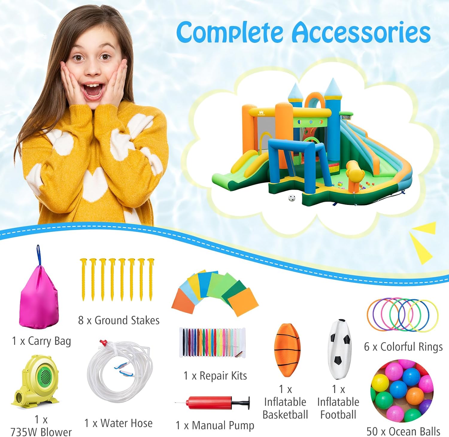 9-in-1 Inflatable Water Slide  - огляд і ціна Kids Outdoor Slide