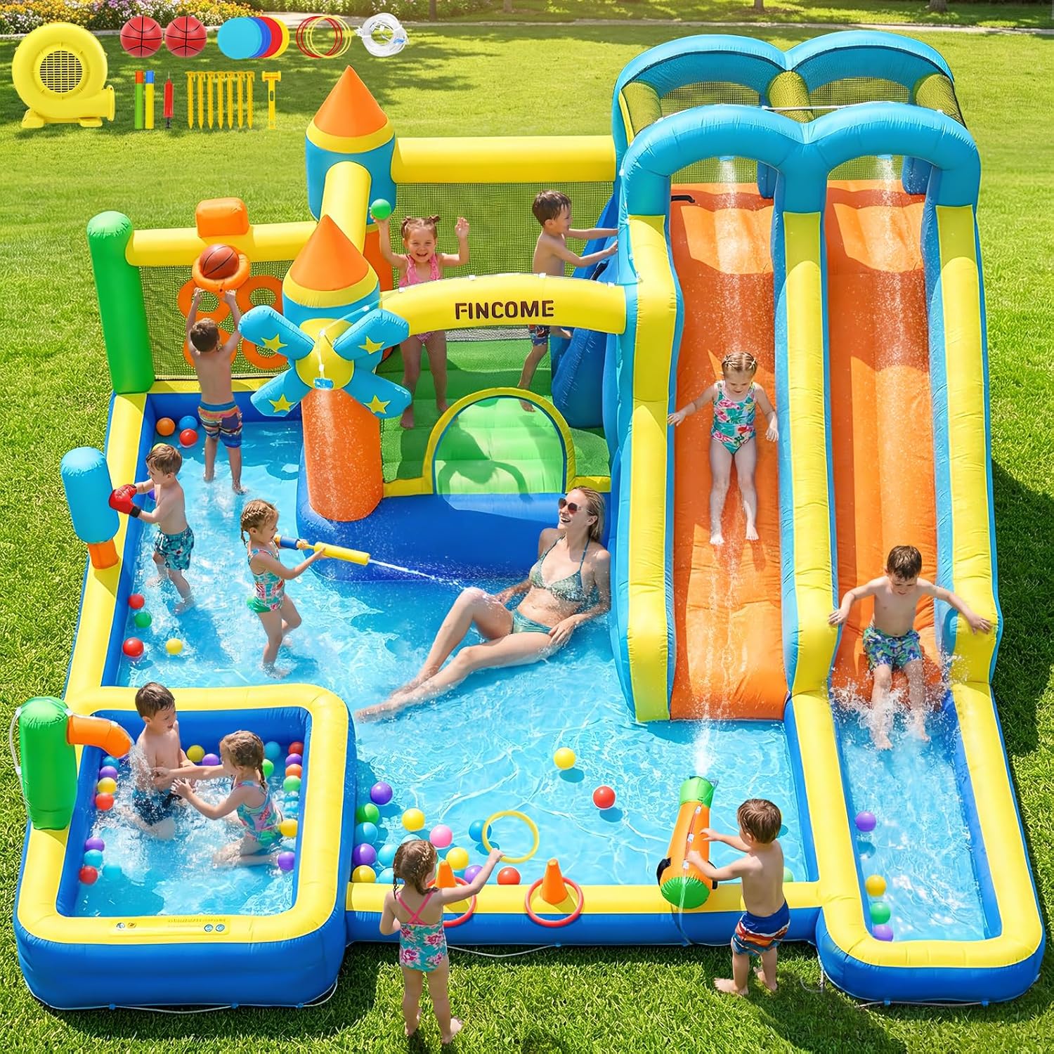 10-in-1 Inflatable Bouncy Cast - огляд і ціна Kids Outdoor Water Sprinkler