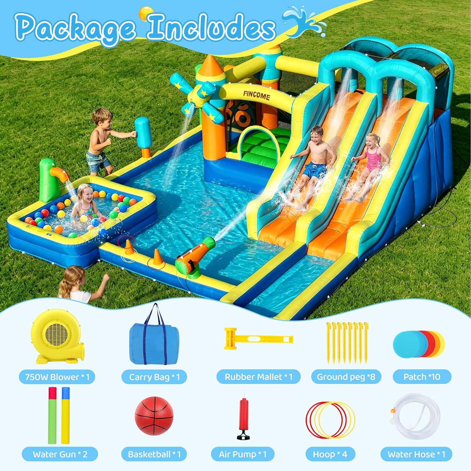 10-in-1 Inflatable Bouncy Cast - огляд і ціна Kids Outdoor Water Sprinkler