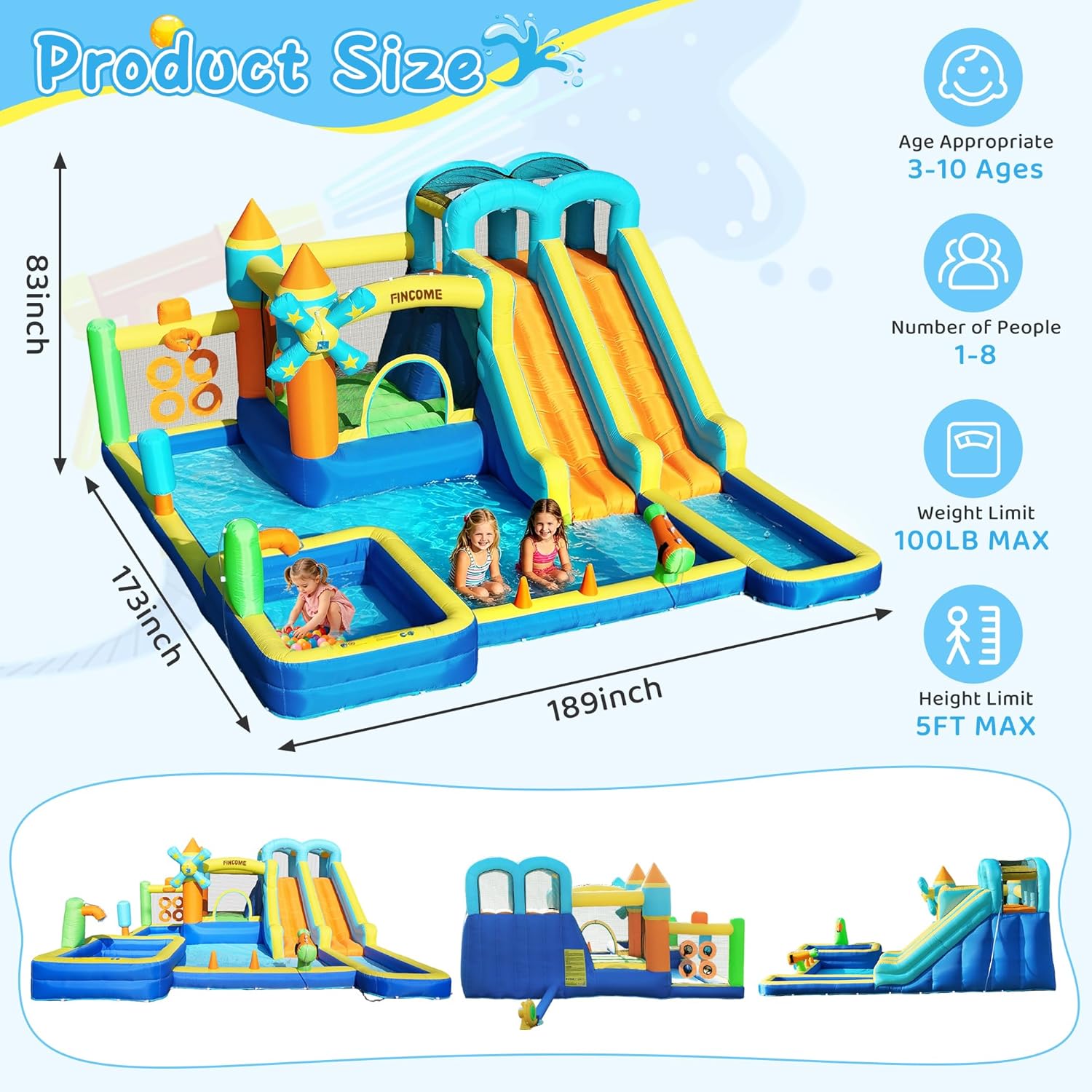 10-in-1 Inflatable Bouncy Cast - огляд і ціна Kids Outdoor Water Sprinkler