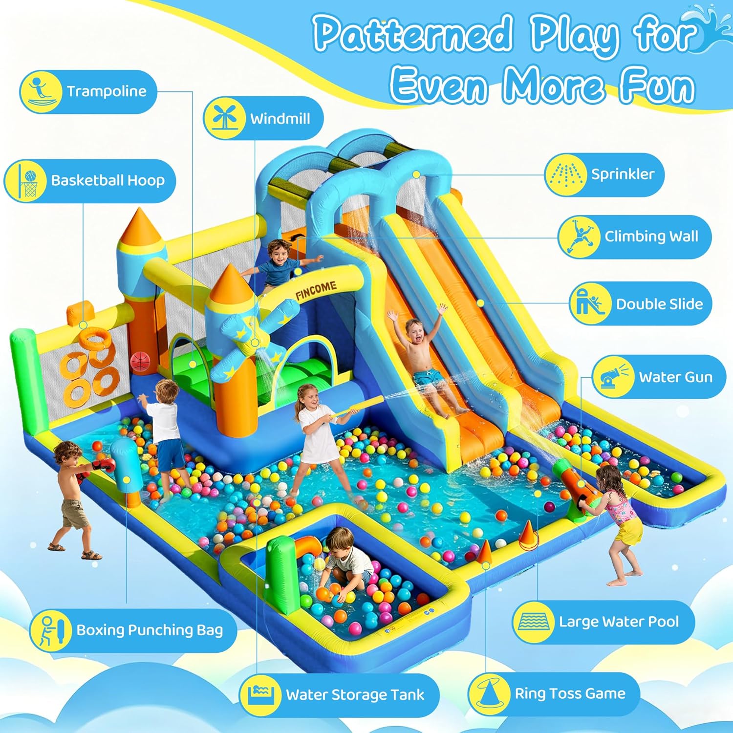 10-in-1 Inflatable Bouncy Cast - огляд і ціна Kids Outdoor Water Sprinkler