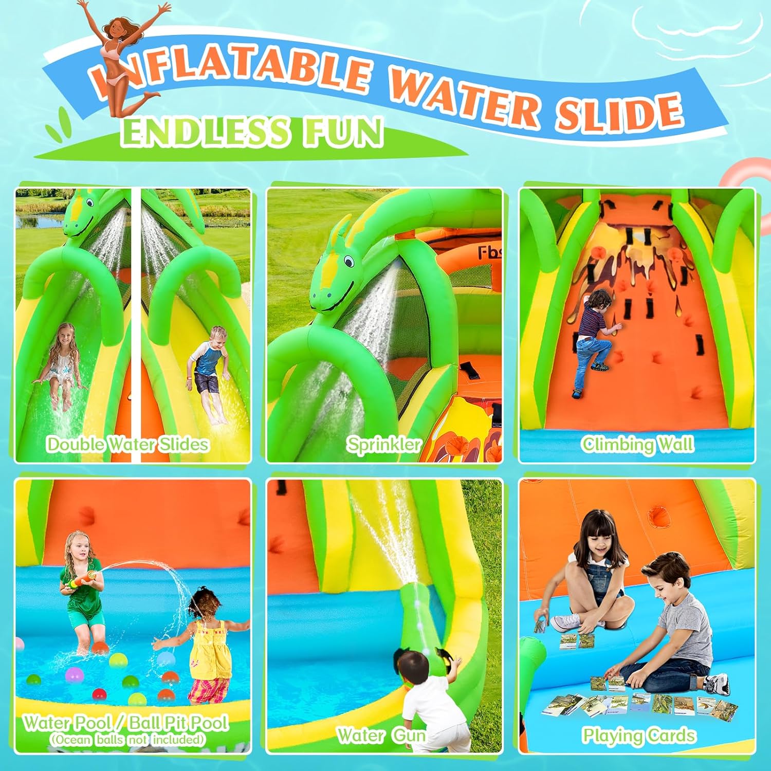 Kids Inflatable Bounce House w - огляд і ціна Kids Outdoor Slide