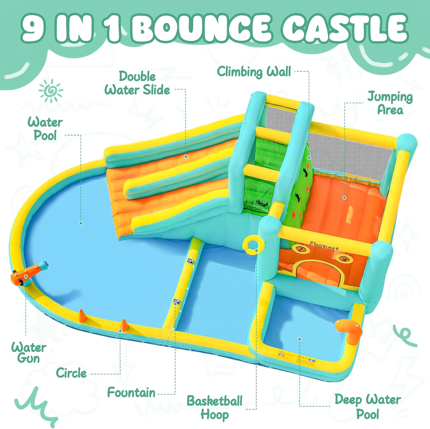 Double Slide Inflatable Water  - огляд і ціна Kids Outdoor Slide
