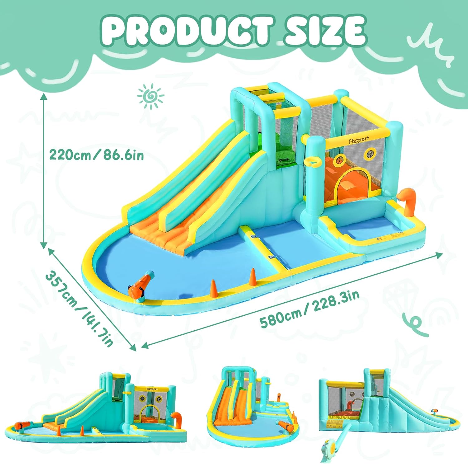 Double Slide Inflatable Water  - огляд і ціна Kids Outdoor Slide