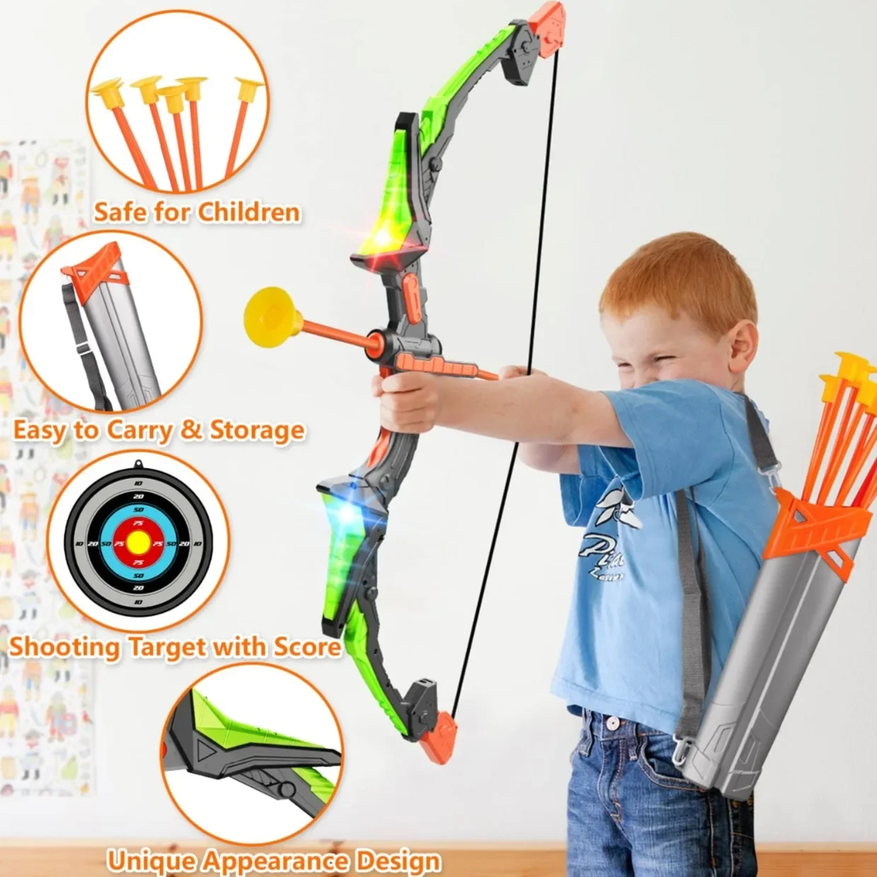 Bow and Arrow Set Light Up Arc - огляд і ціна Kids Outdoor Archery Set