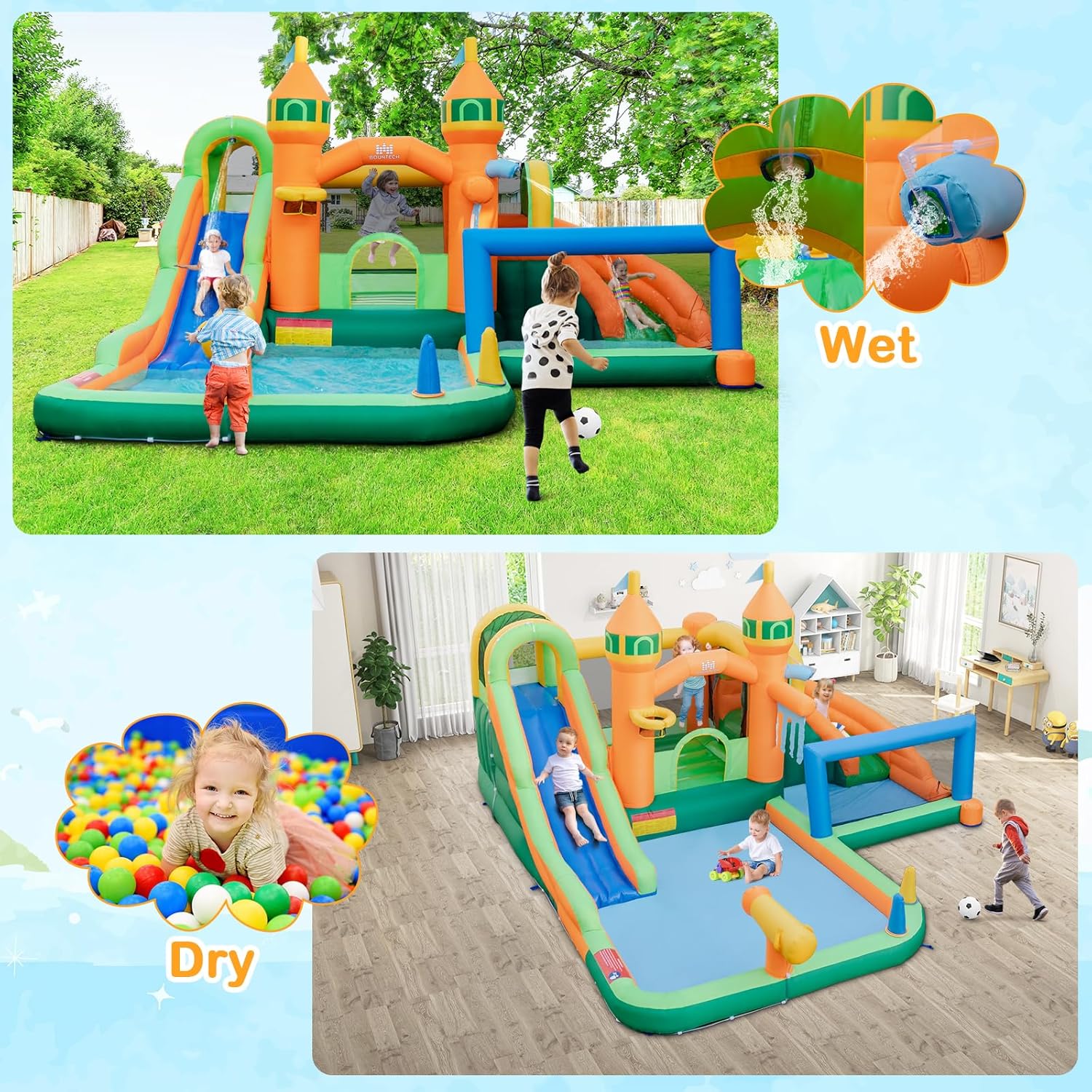 9-in-1 Inflatable Water Park B - огляд і ціна Kids Outdoor Slide