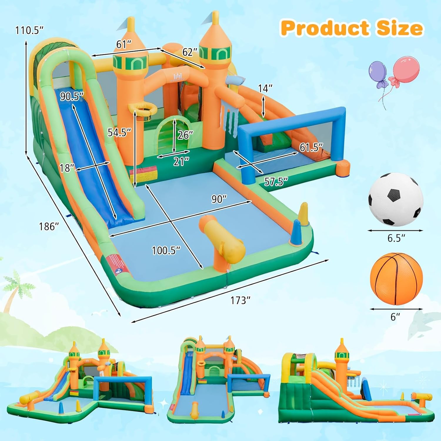 9-in-1 Inflatable Water Park B - огляд і ціна Kids Outdoor Slide