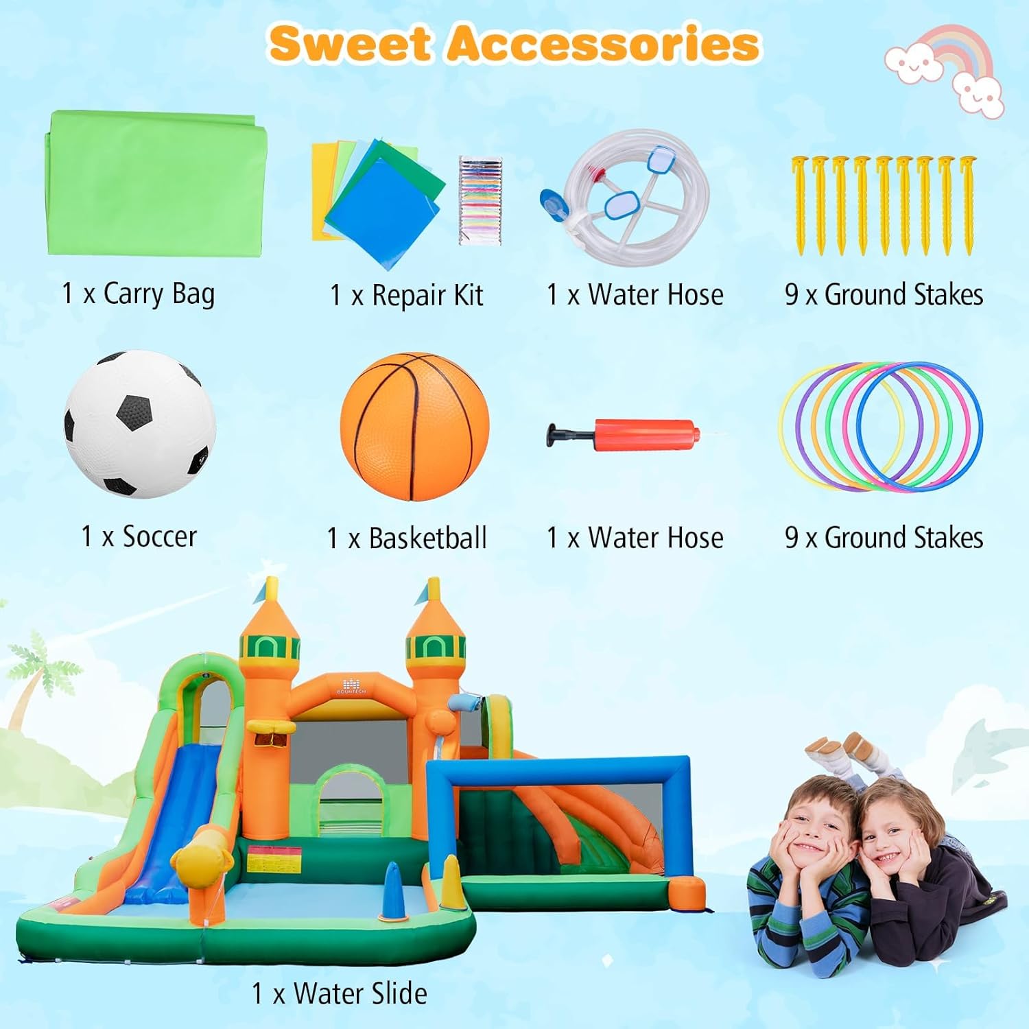 9-in-1 Inflatable Water Park B - огляд і ціна Kids Outdoor Slide